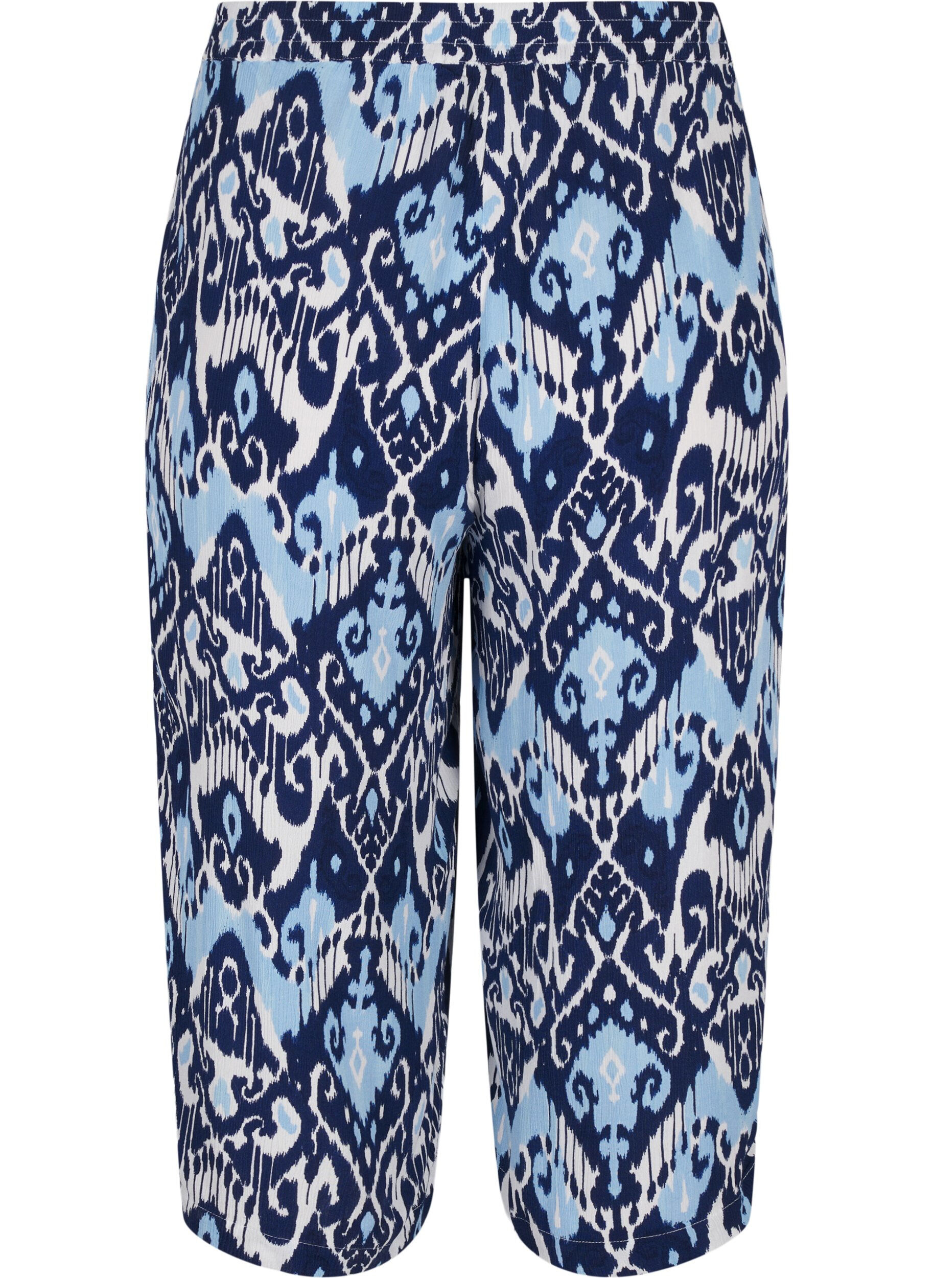 ZizziViscose culotte broek met print, Blue Ethnic AOP, Packshot image number 1