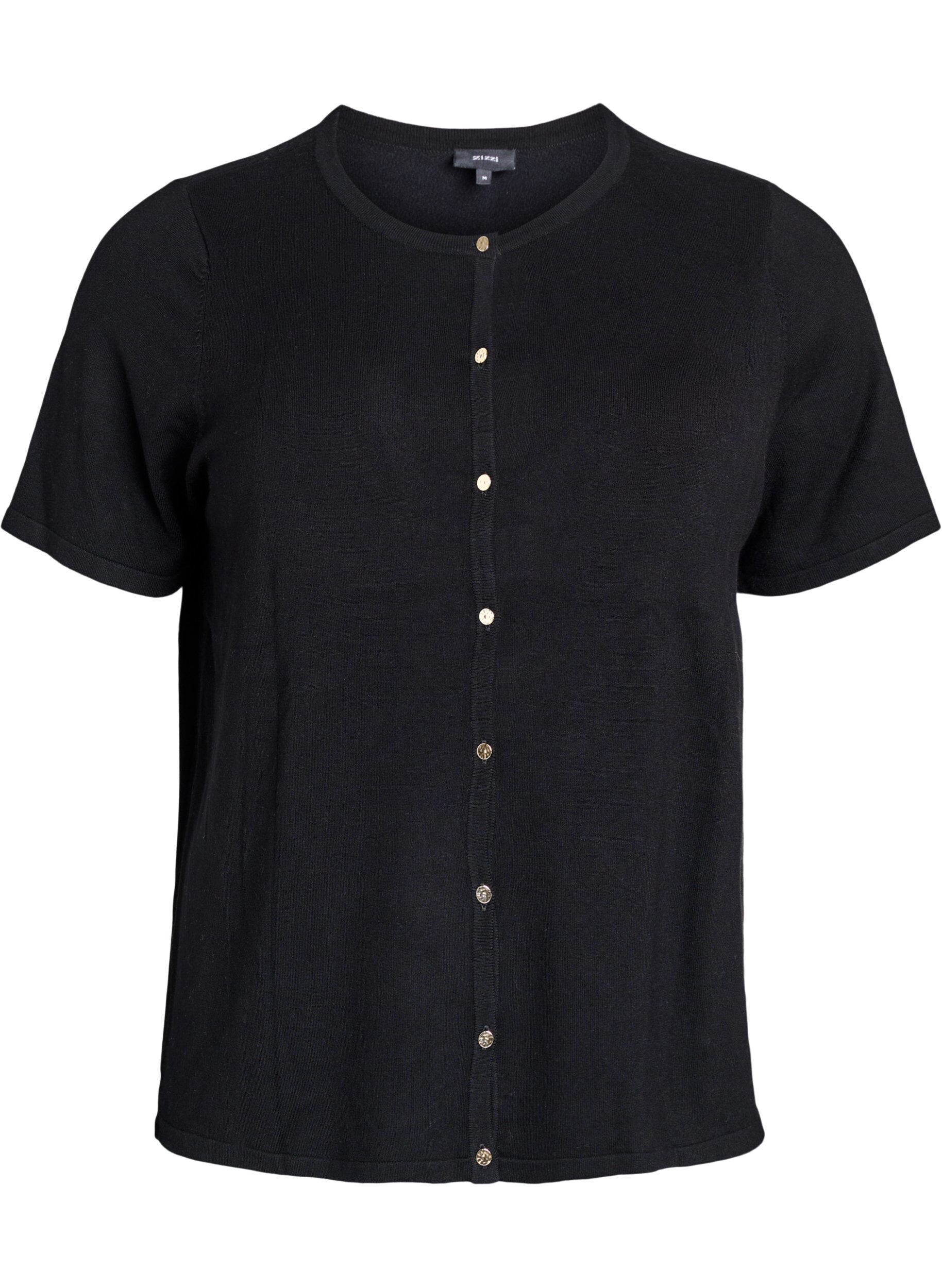 ZizziKort&auml;rmede gebreide vest van viscose, Zwart, Packshot image number 0