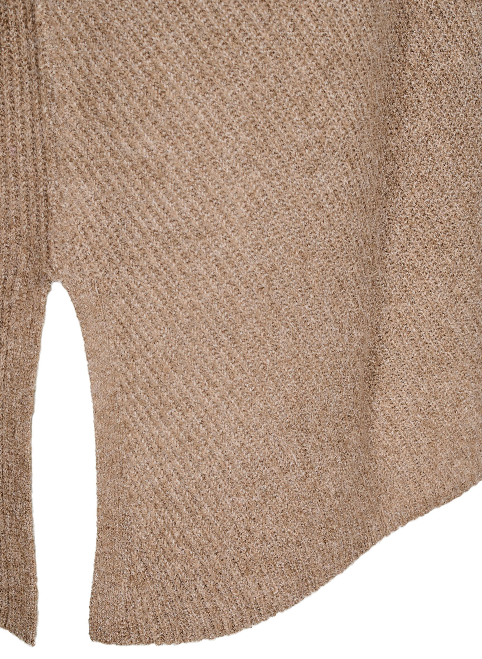 ZizziGebreide blouse met ronde hals, Fossil Mel., Packshot image number 3