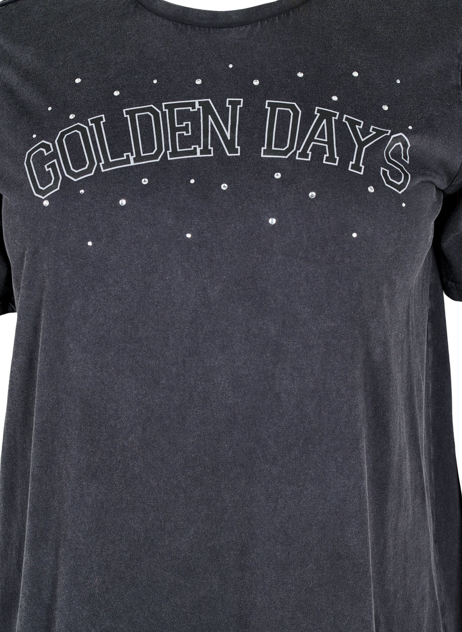 ZizziT-shirt in biologisch katoen met grafische print, Grijs, Packshot image number 2