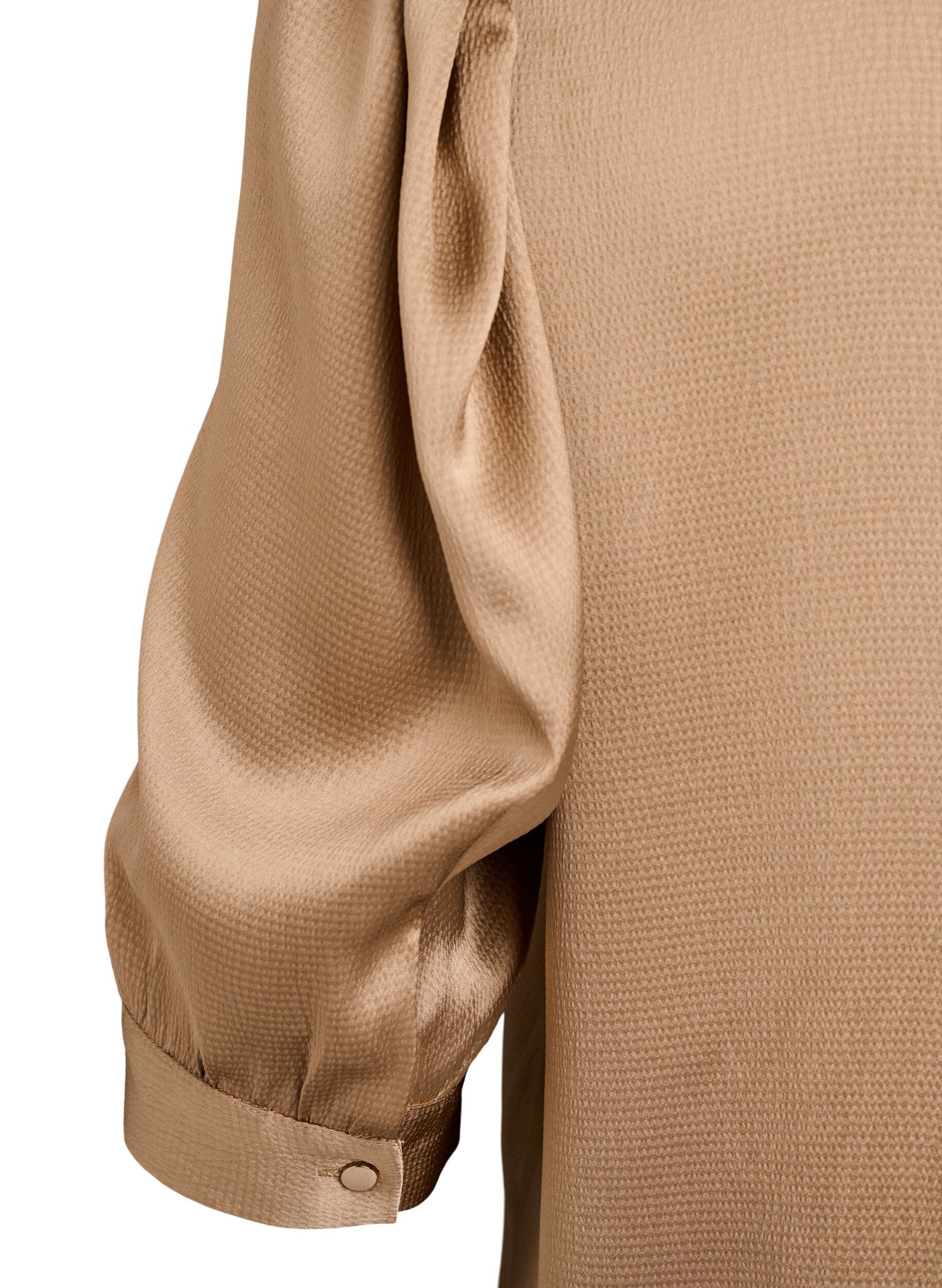 ZizziBlouse met satinlook, 1/2-mouwen en rucheskraag, Bruin, Packshot image number 3