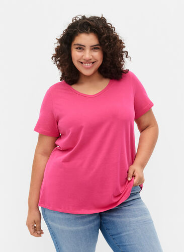 T-shirt en coton uni basique, Beetroot Purple, Model image number 0