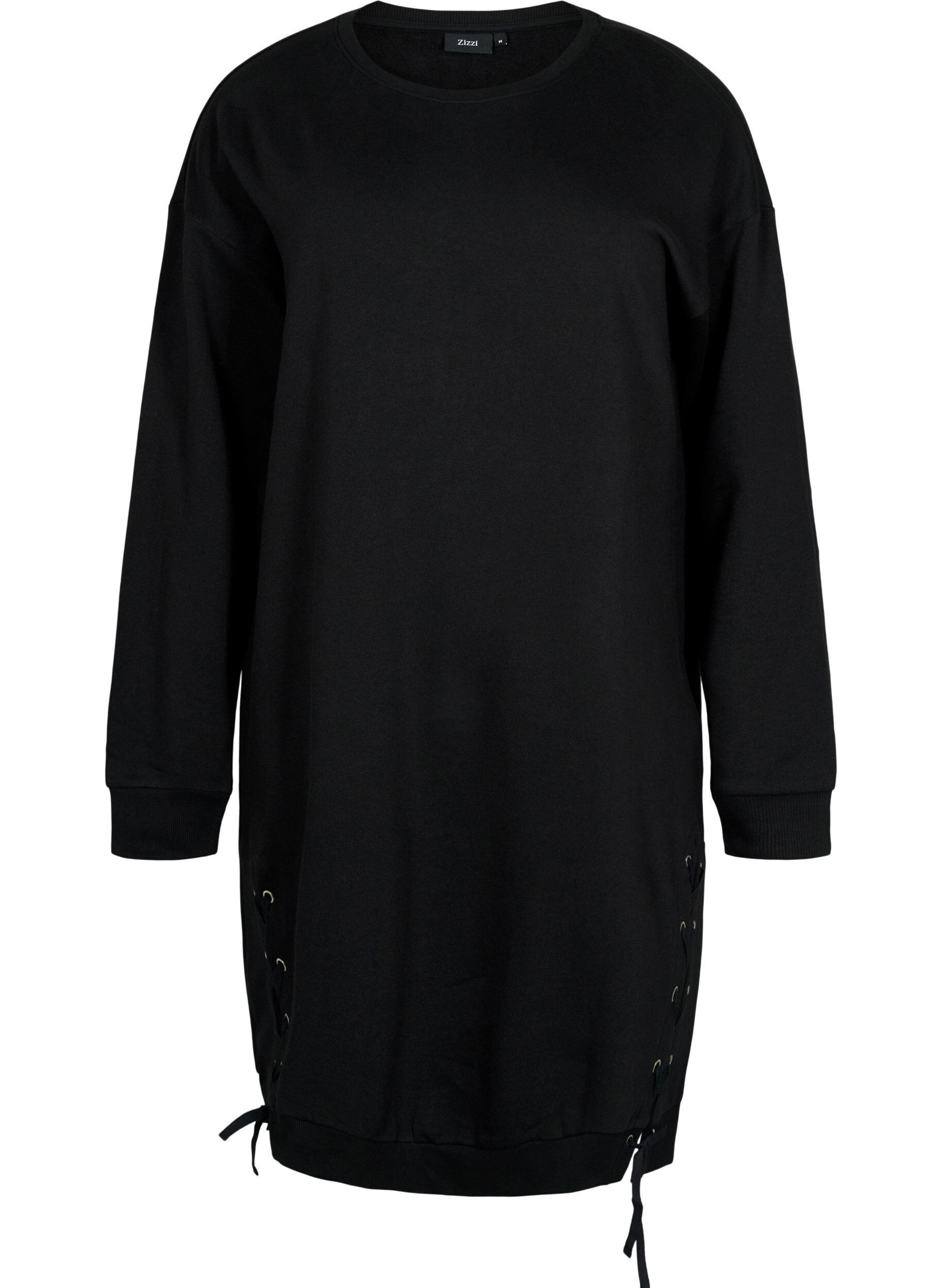 ZizziTrui tuniek met trekkoord details, Black, Packshot image number 0