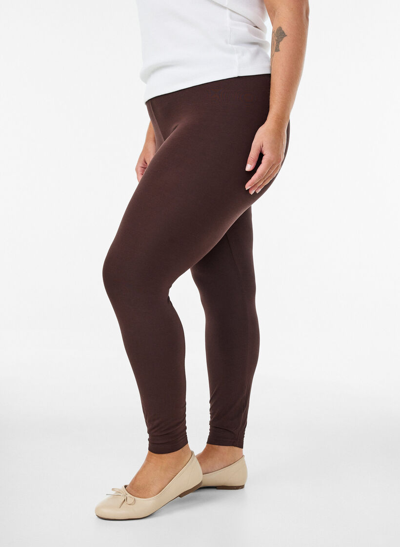 Leggings basiques en viscose, Marron, Model image number 0