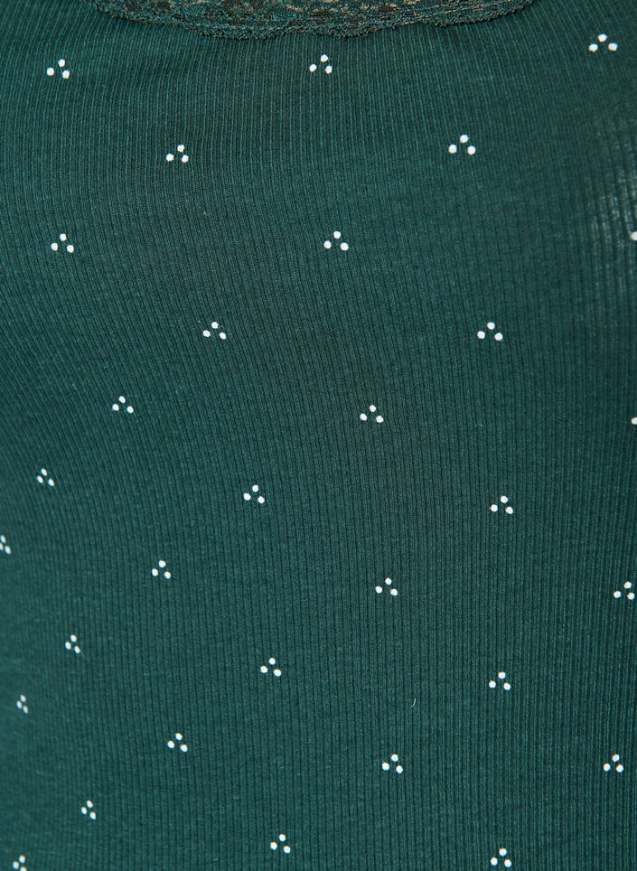 Top met print en kanten rand, Groen, Packshot image number 2