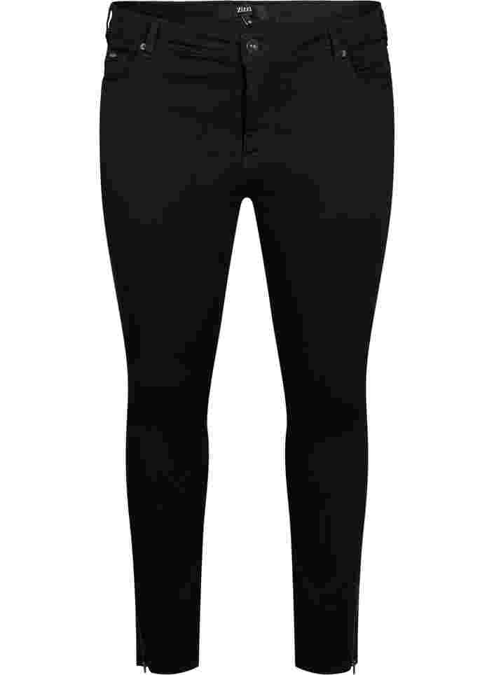 Cropped Amy jeans met rits, Black denim, Packshot image number 0