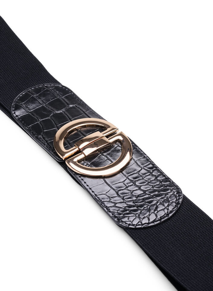Ceinture élastique avec boucle dorée, Black, Packshot image number 1