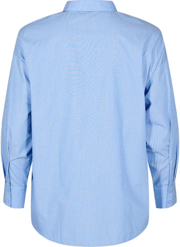 Chemise rayée ample à manches longues, Bleu Clair, Packshot image number 1