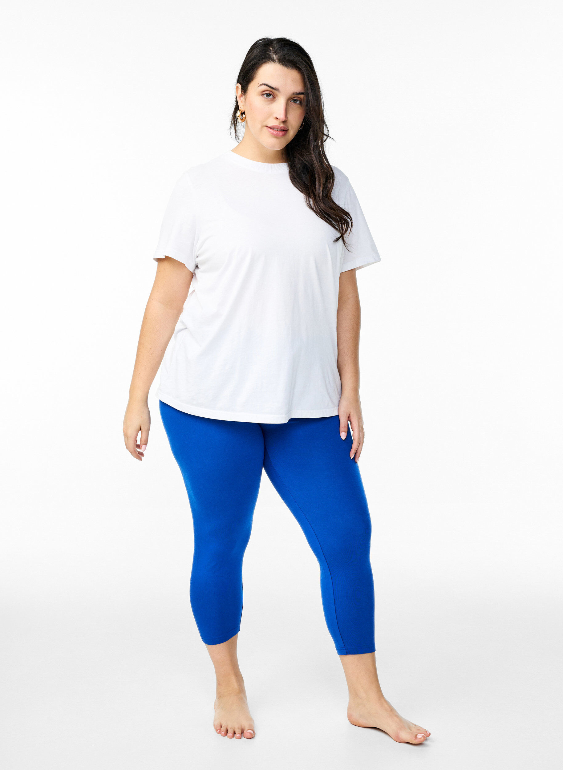 ZizziBasic 3/4 legging in viscose, Blauw, Model image number 1