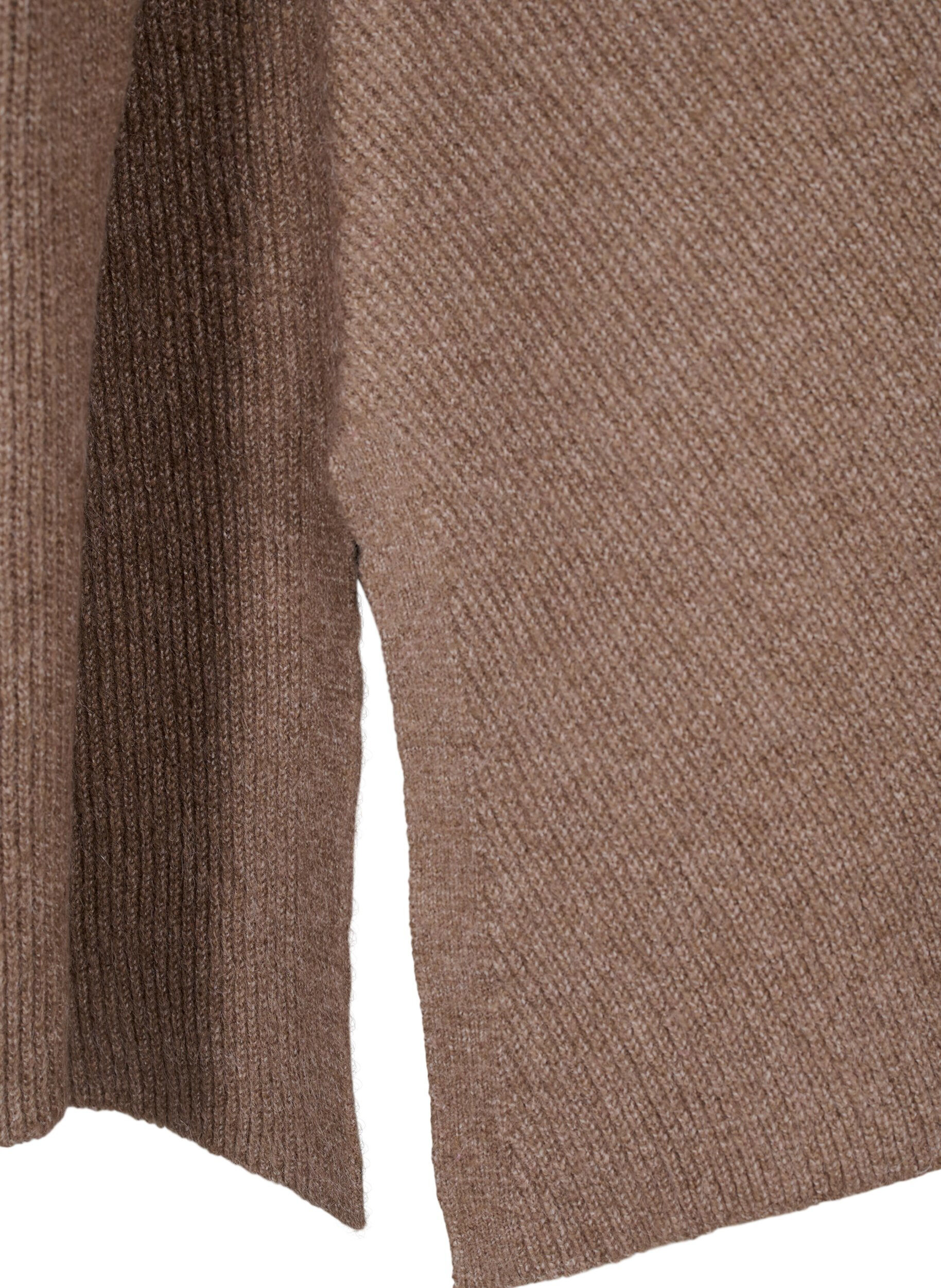 ZizziGem&ecirc;leerde pullover met zijsplit, Walnut/White Mel., Packshot image number 3