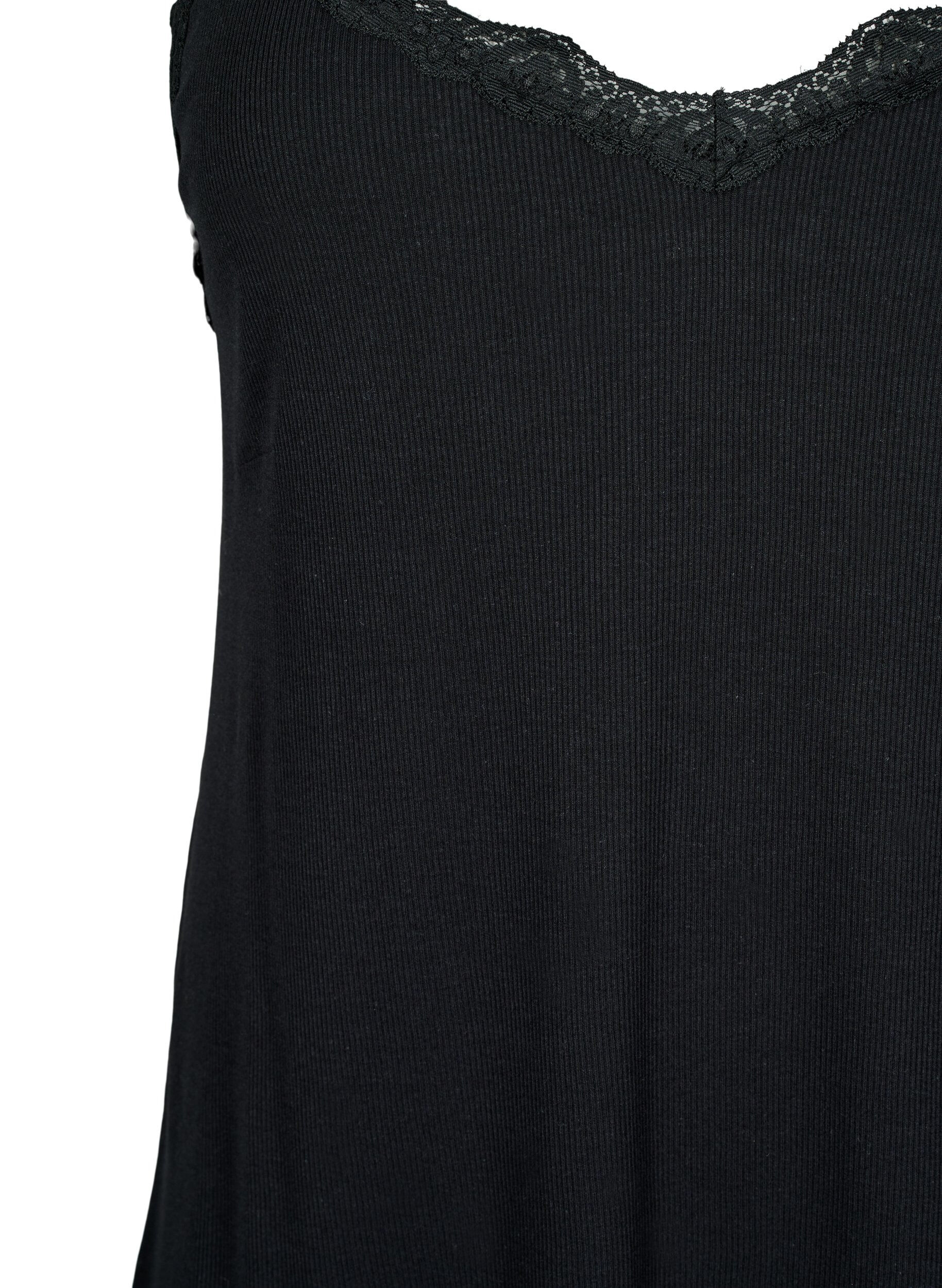 Zizzi Chemise de nuit avec ourlet en dentelle, Noir, Packshot image number 2