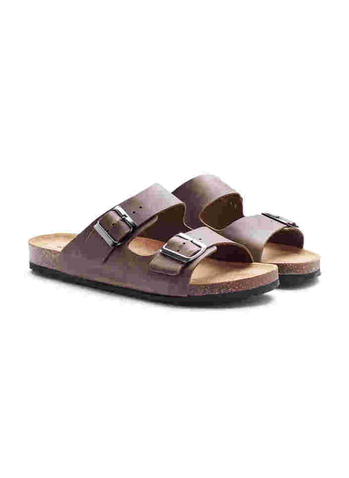 Sandales en cuir avec boucles réglables, Brown, Packshot image number 1