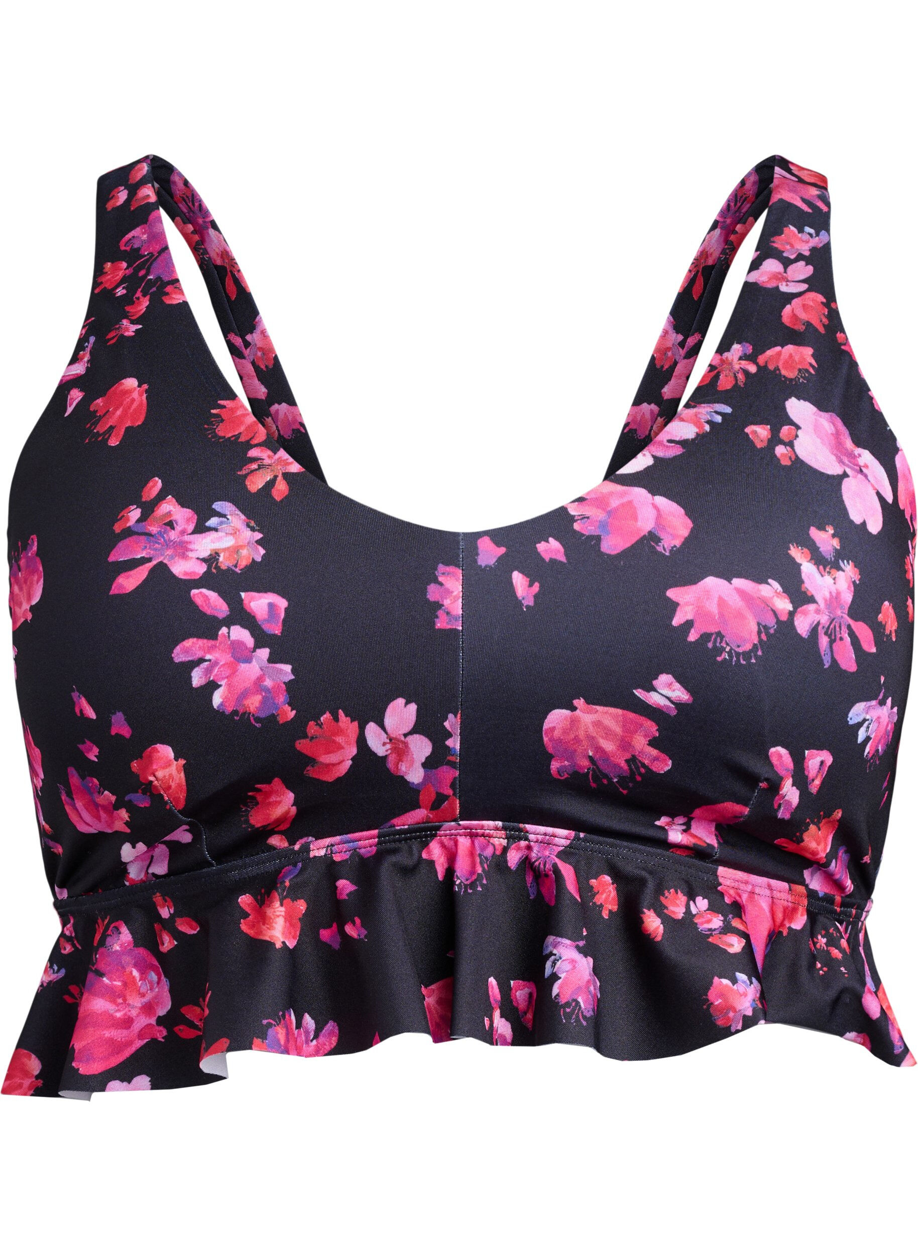ZizziBloemen bikini top met een ruche afwerking, Roze, Packshot image number 0