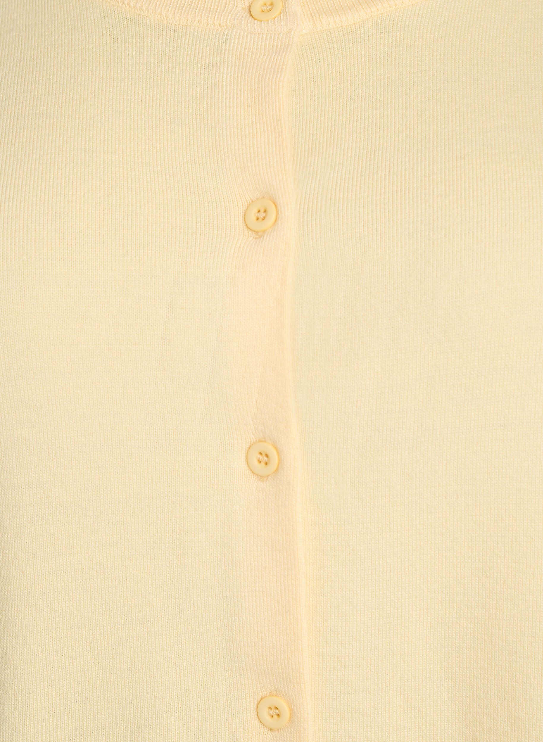 Zizzi Cardigan en maille fine avec col rond, Jaune clair, Packshot image number 2