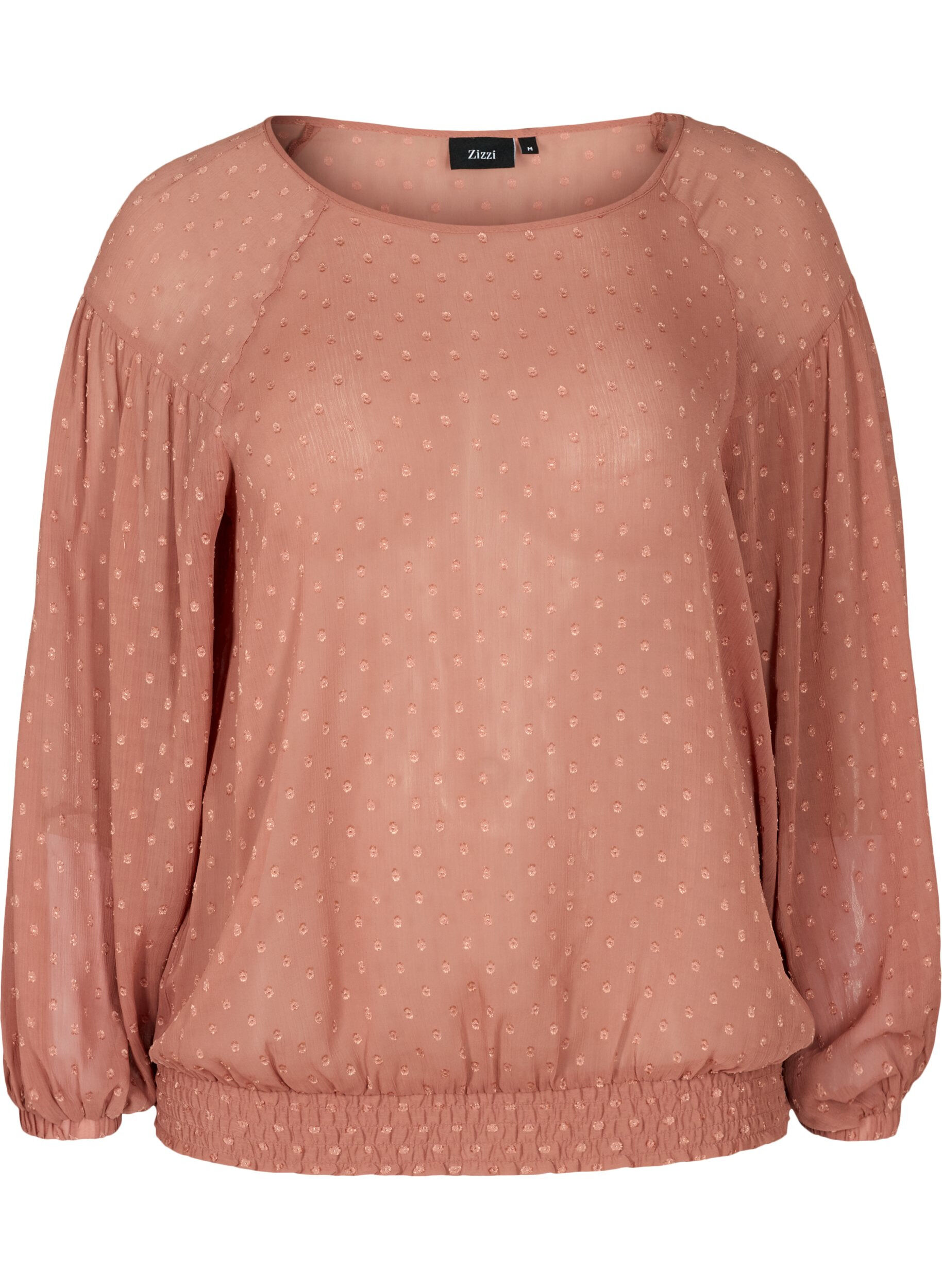 ZizziBlouse met lange mouwen en smokwerk, Burlwood, Packshot image number 0