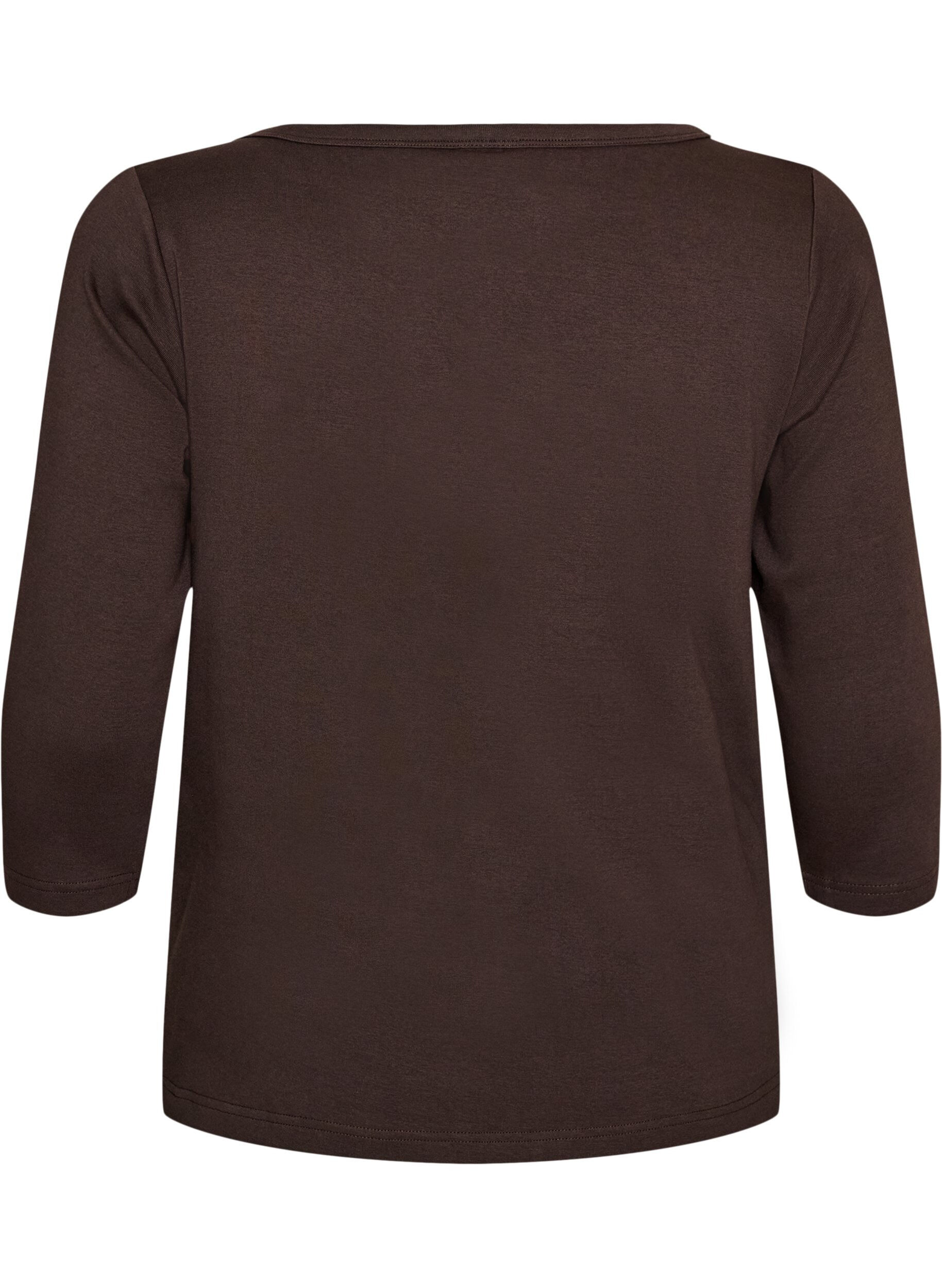 ZizziT-shirt Basic &agrave; encolure bateau et manches 3/4, Marron, Packshot image number 1