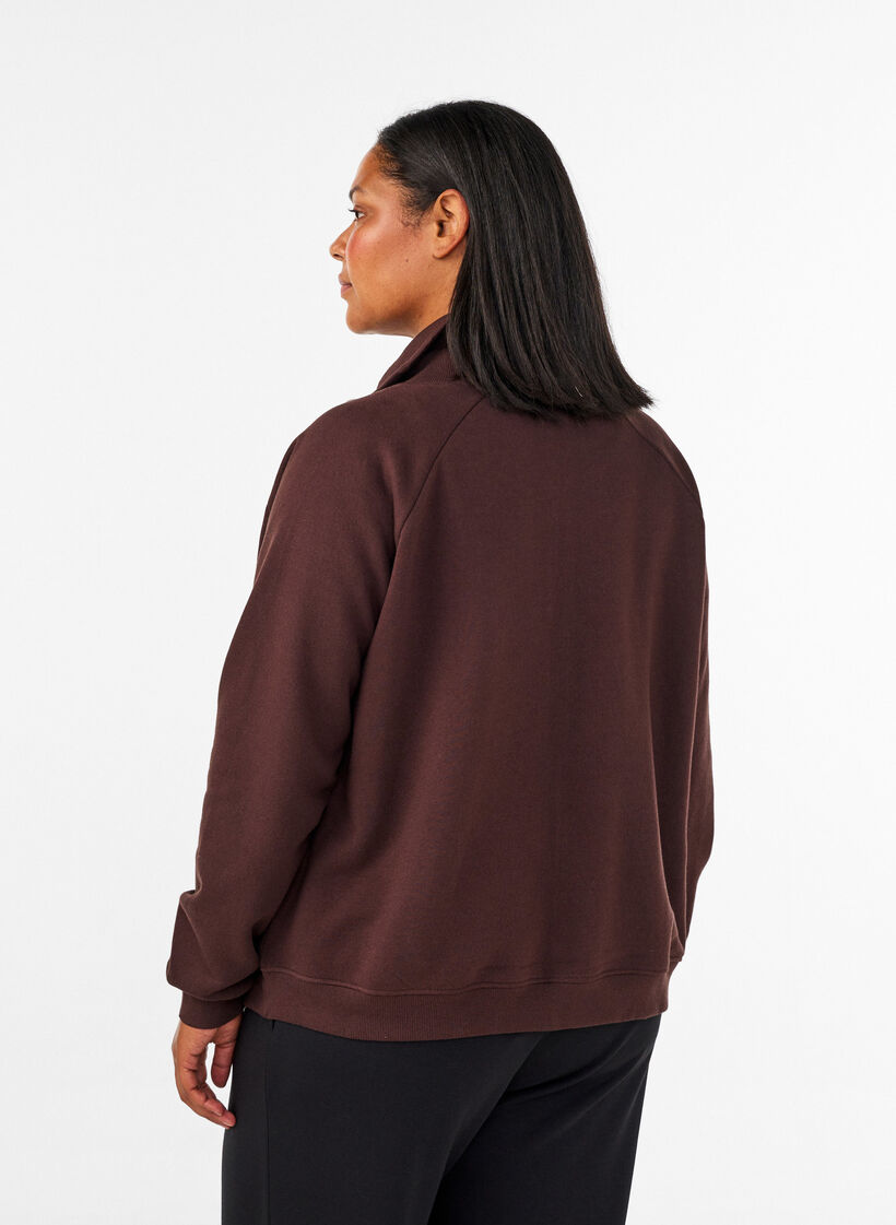 Sweatvest met hoge kraag en rits, Bruin, Model image number 2