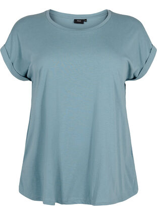 T-shirt à manches courtes en coton mélangé, Smoke Blue, Packshot image number 0