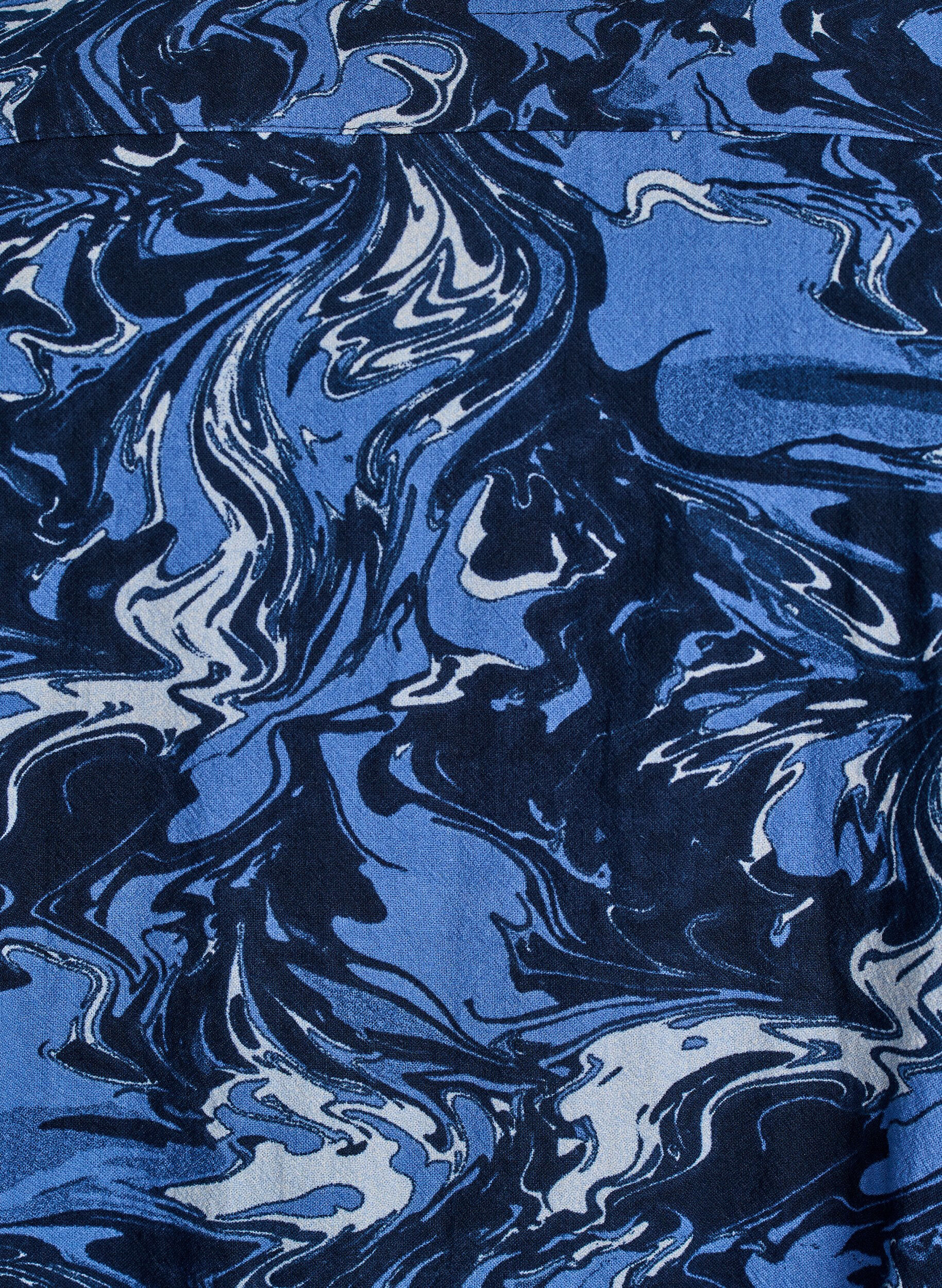 Zizzi Robe courte en coton avec un ourlet &eacute;lastique et des manches longues, Bleu, Packshot image number 2