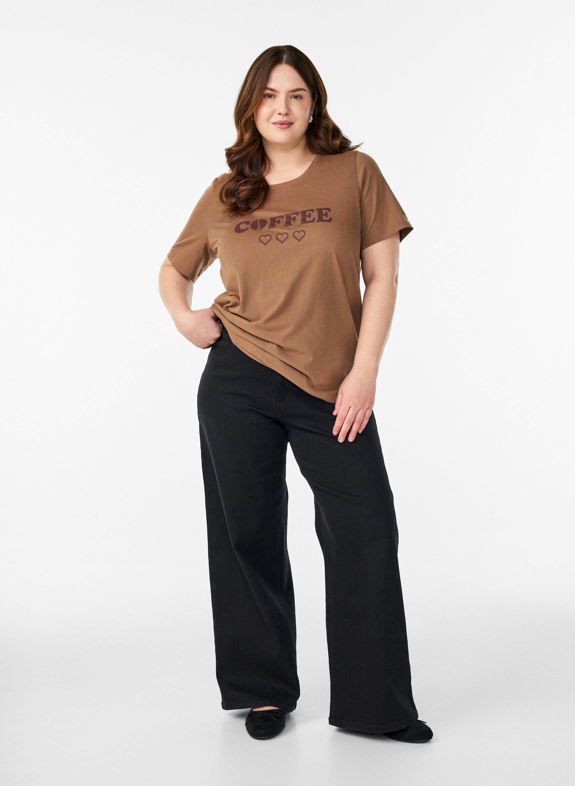 ZizziT-shirt met print, Bruin, Model image number 1