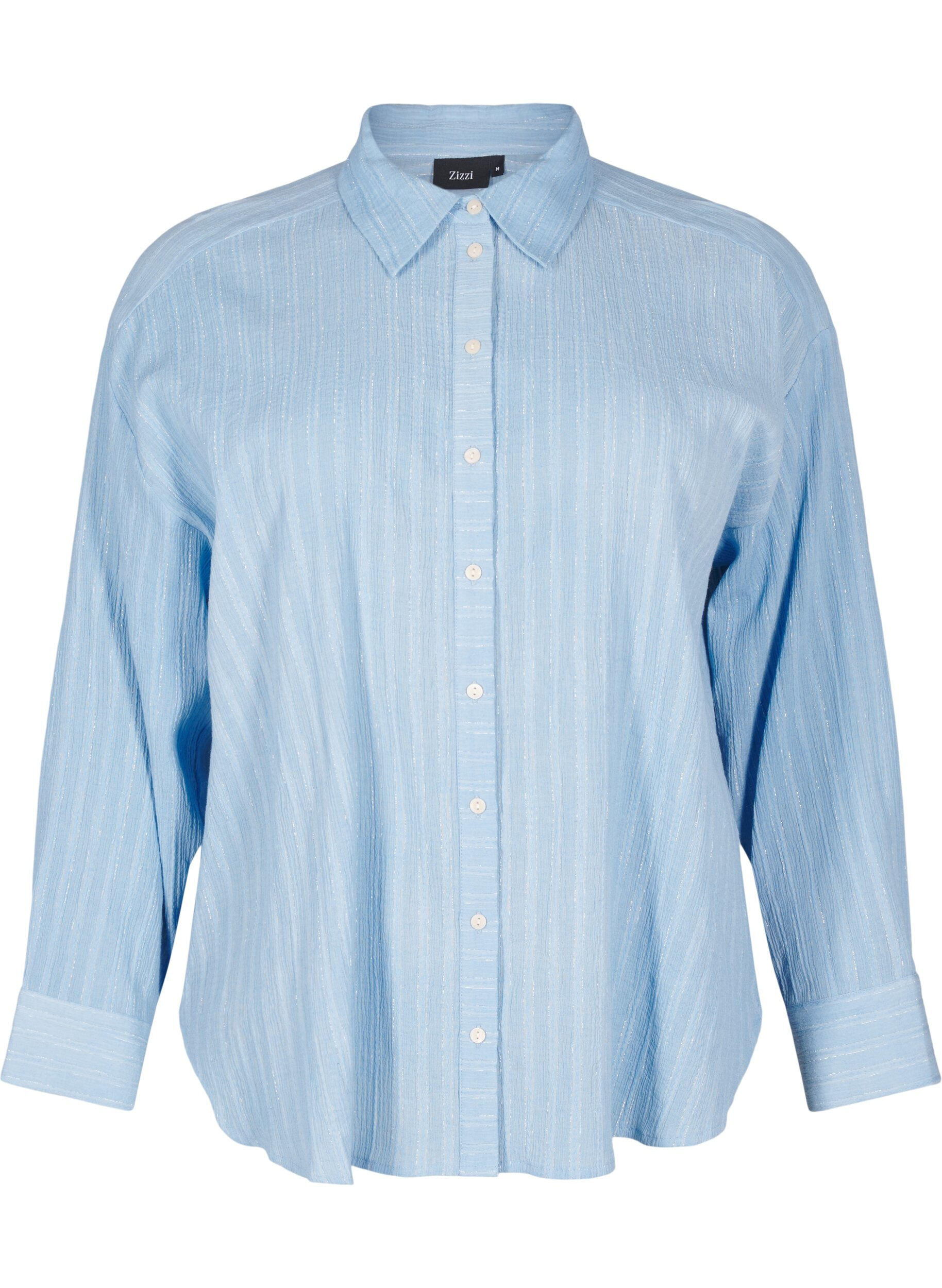 Losse shirt met gestreepte textuur en glitterdraad