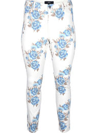 Superslanke Amy jeans met bloemenprint, White B.AOP, Packshot
