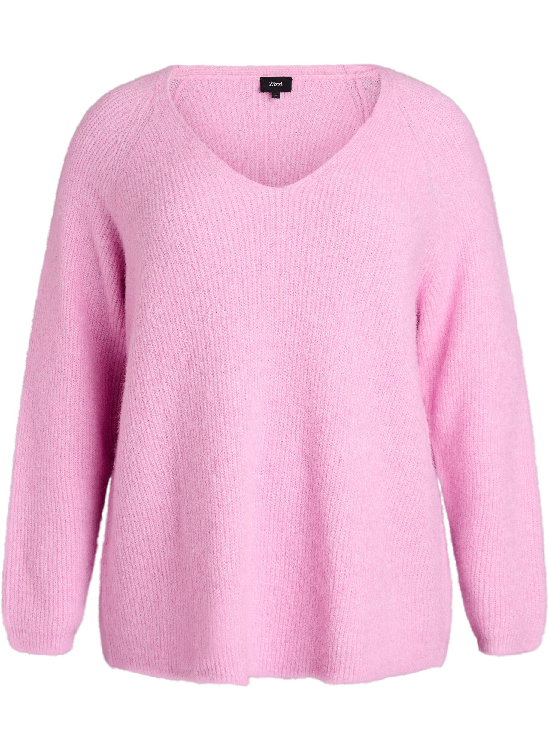 ZizziBlouse en maille &agrave; col V et manches raglan, Rose, Packshot image number 0