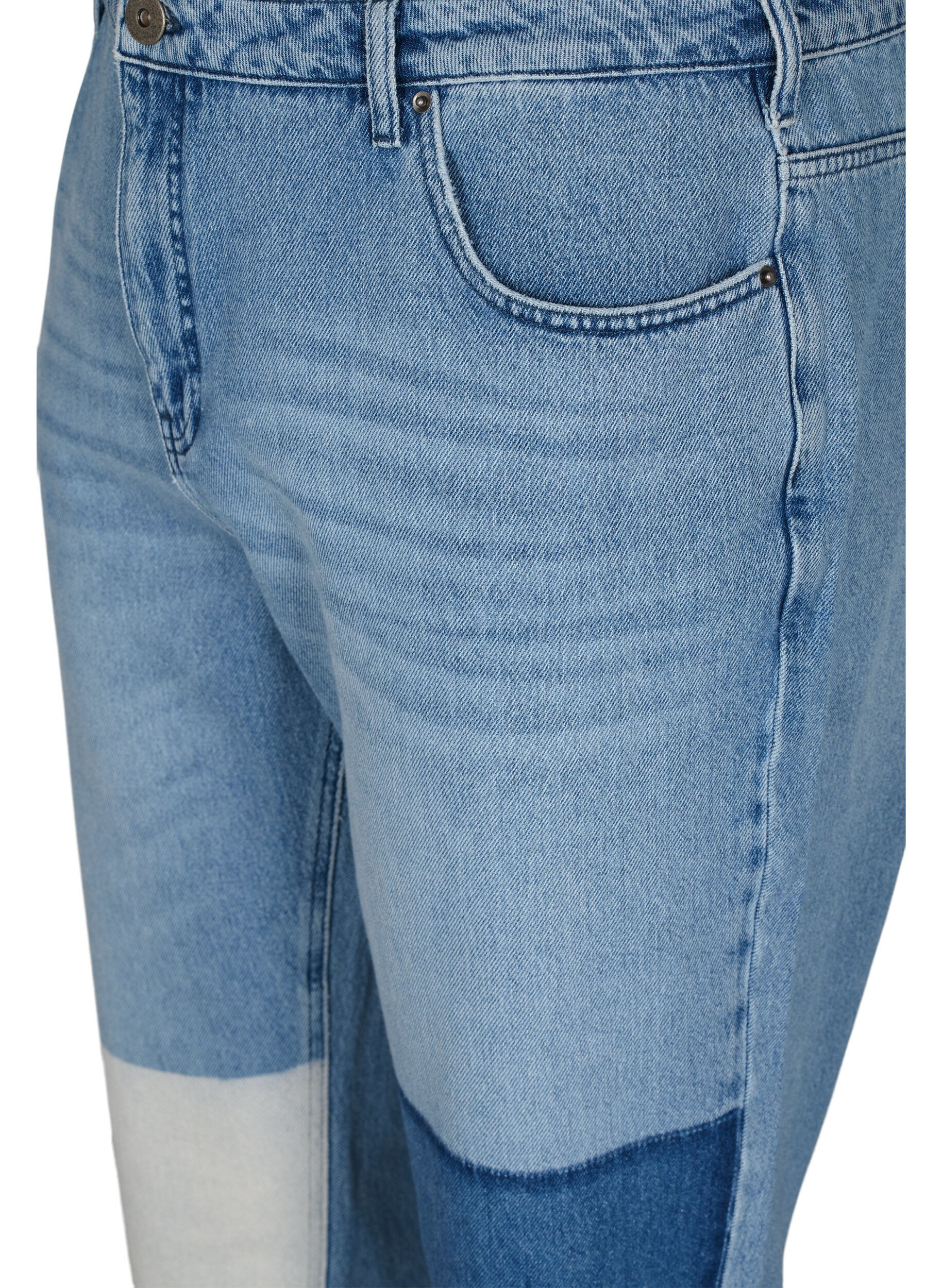 ZizziMille mom-fit jeans met colour-blocking, Blue Denim Comb, Packshot image number 2