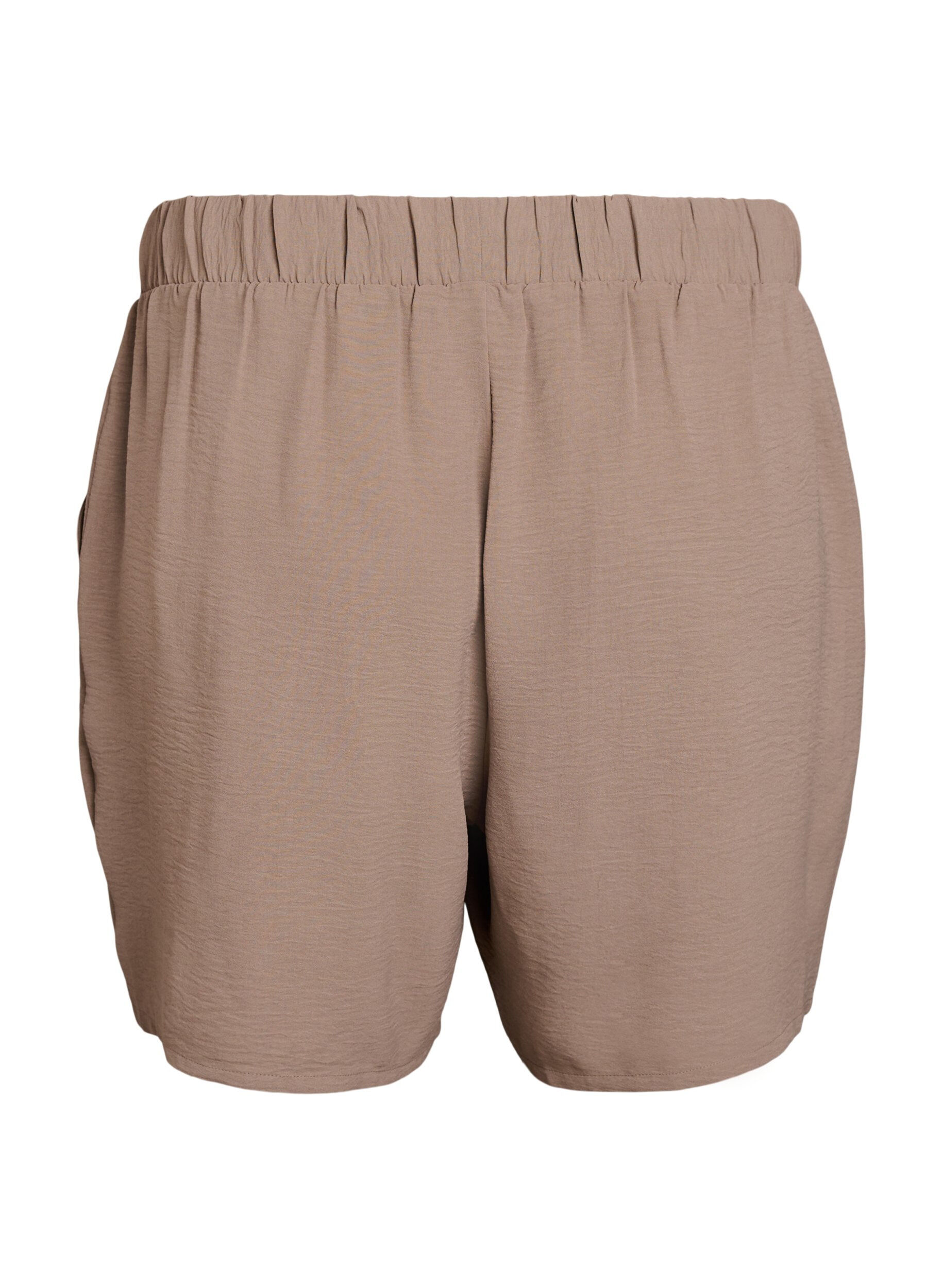 ZizziKorte broek met zakken en elastische tailleband, Bruin, Packshot image number 1