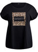 T-shirt met luipaardprint en tekst, Black Leo, Packshot image number 0