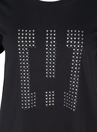 Katoenen t-shirt met klinknagels, Black w Excla, Packshot image number 2
