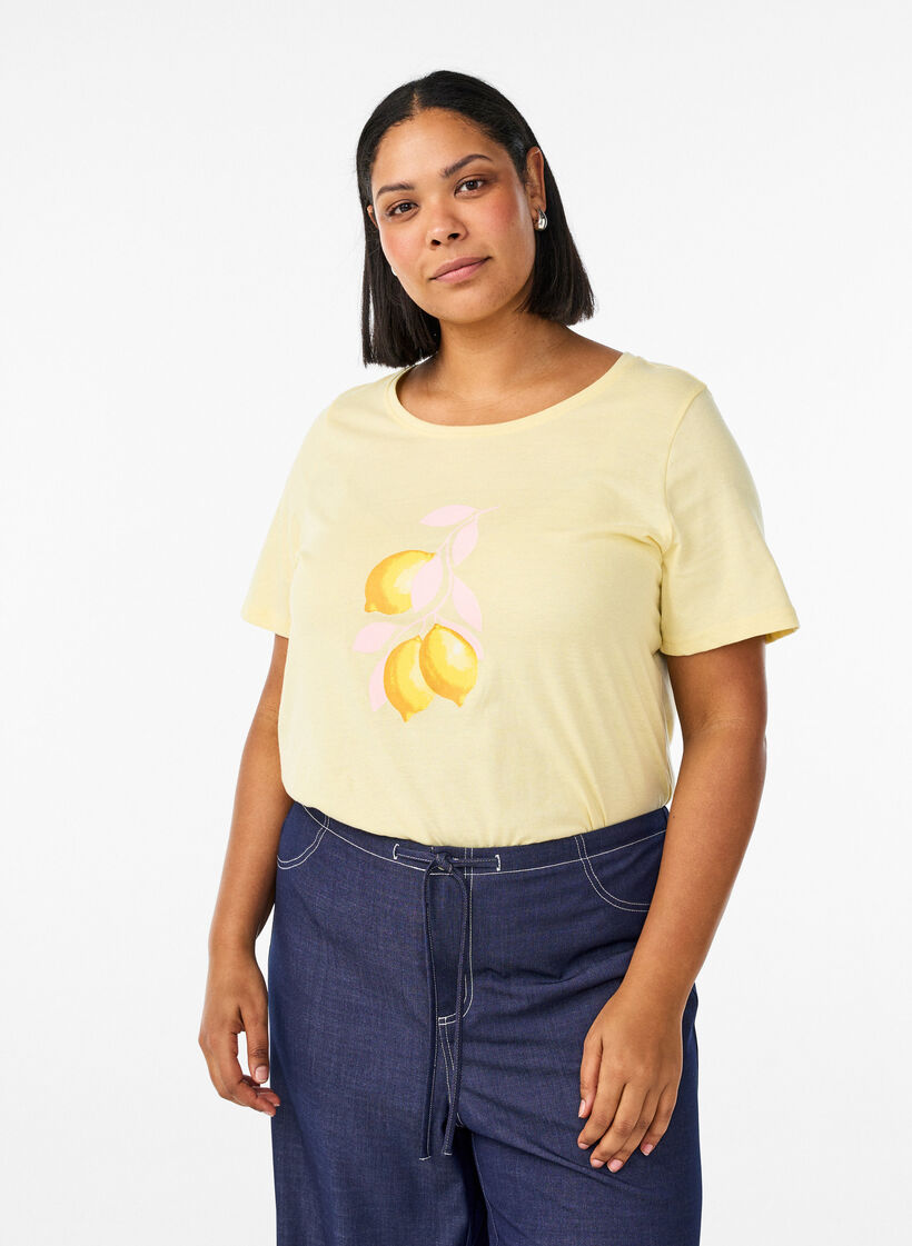 T-shirt met print, Geel, Model image number 0