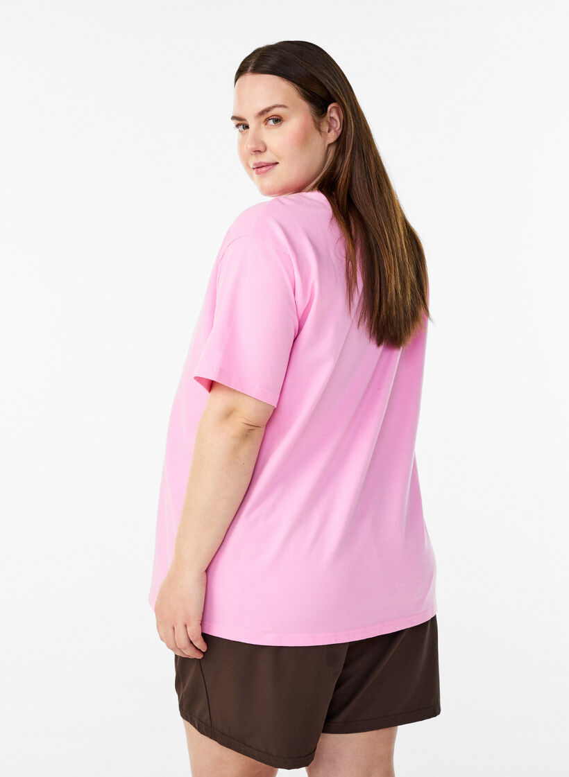 T-shirt sportif en coton bio, Rose, Model image number 2
