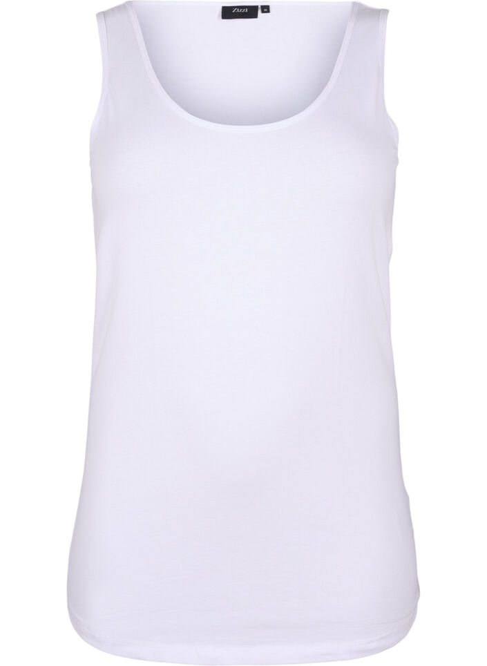 Effen gekleurd basic top in katoen, Wit, Packshot