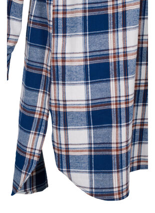 Robe chemise à carreaux avec lien à nouer, Blue White Check, Packshot image number 3