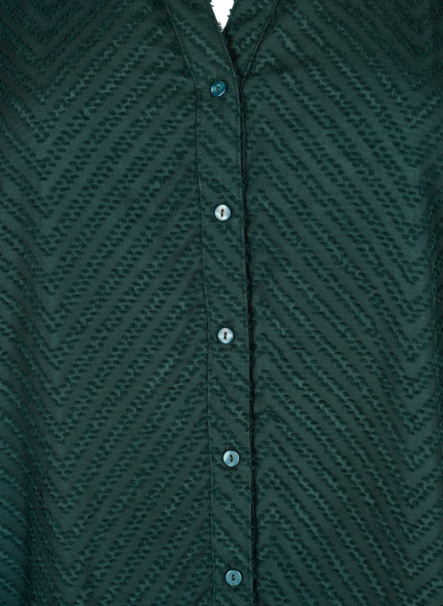 Zizzi Chemise textur&eacute;e &agrave; col jabot, Vert fonc&eacute;, Packshot image number 2