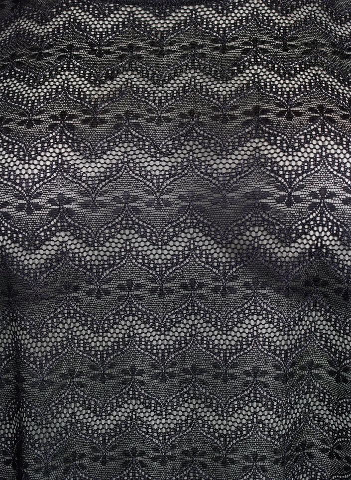 Chemisier en dentelle à manches courtes et ourlet échancré, Noir, Packshot image number 2