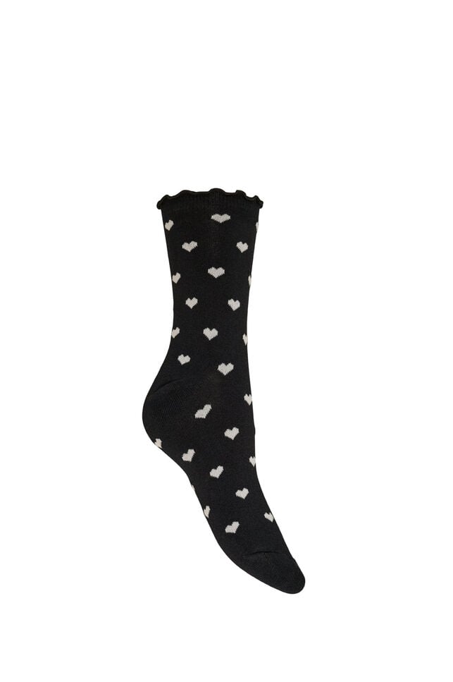 Chaussettes en coton avec des motifs, Noir, Packshot image number 1