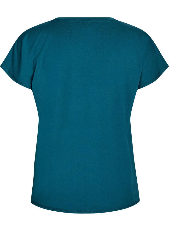 T-shirt de sport ample avec col en v, Vert fonc&eacute;, Packshot image number 1