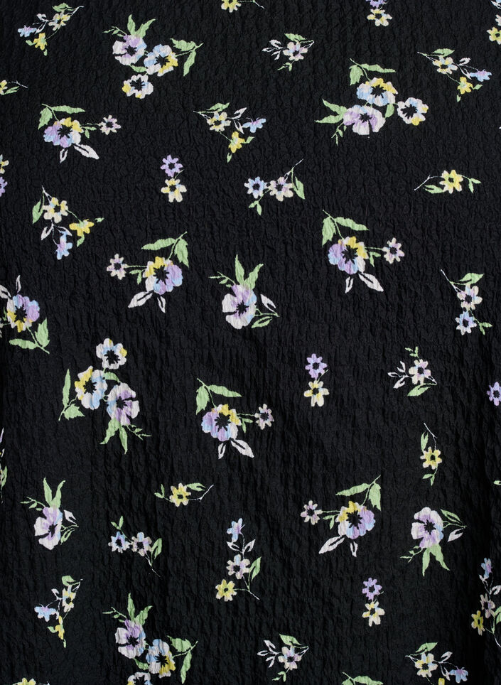 Blouse met korte mouwen en textuur, Zwart, Packshot image number 2