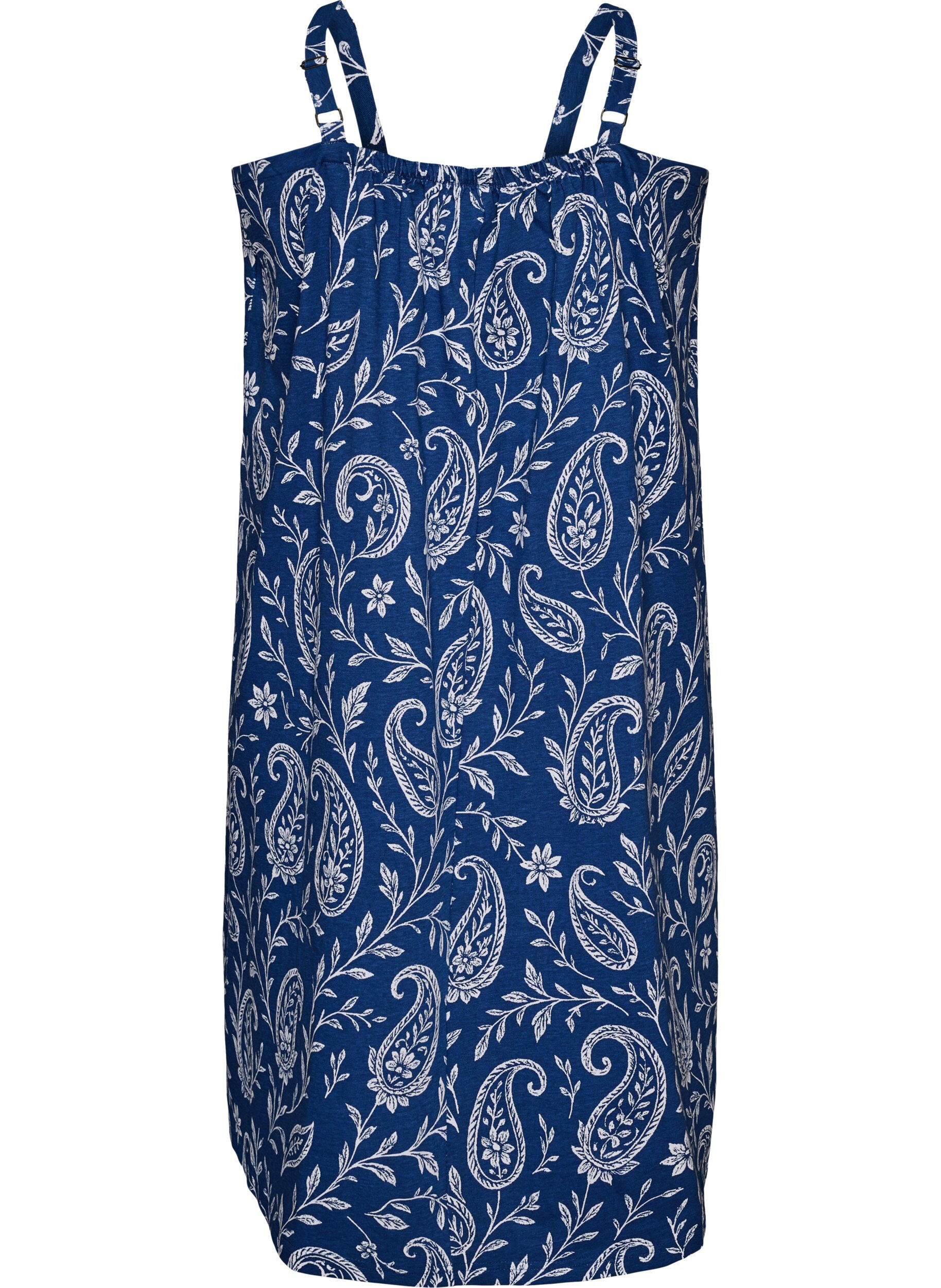 ZizziRobe &agrave; bretelles midi en coton bio, Bleu, Packshot image number 1