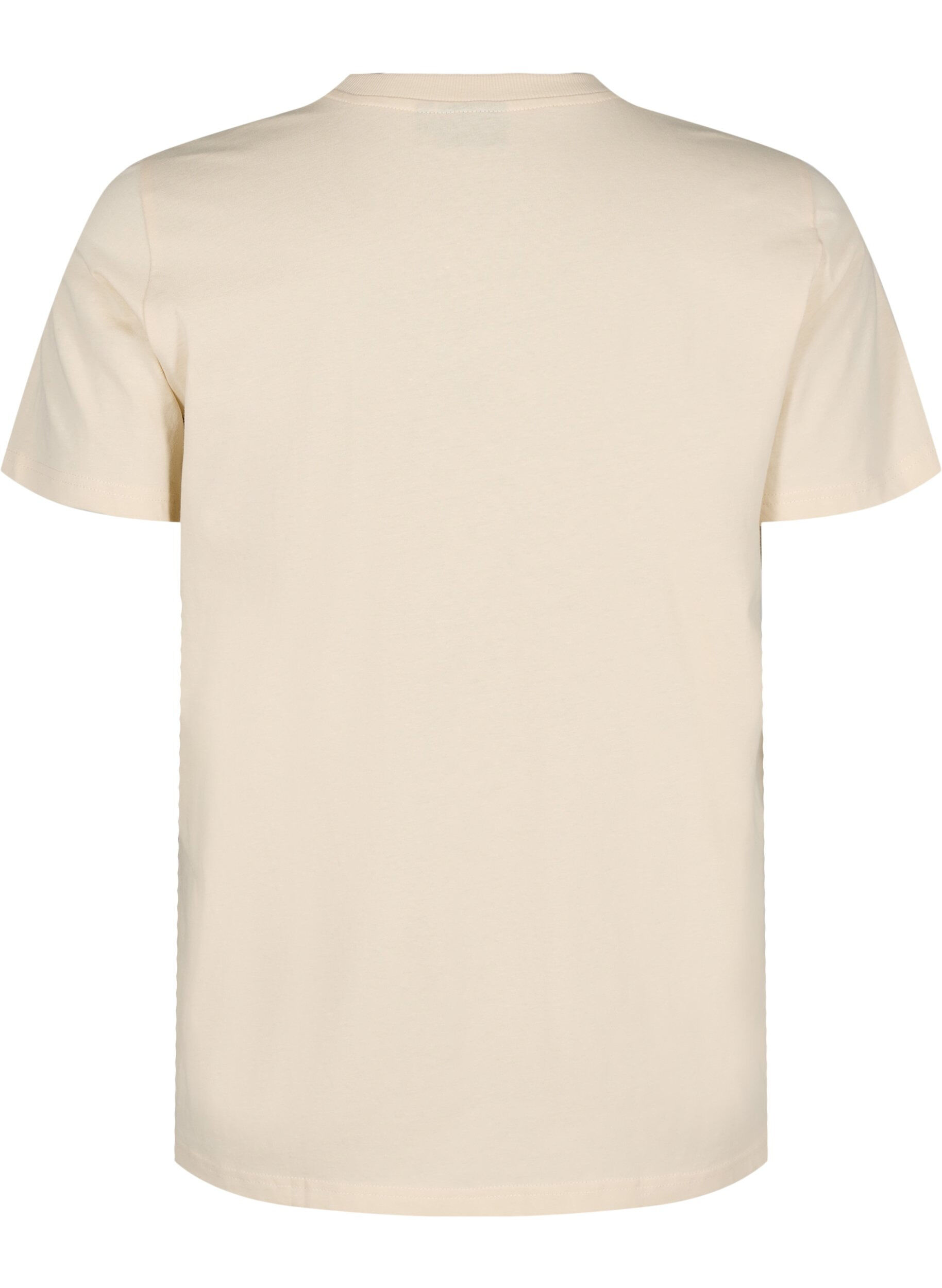ZizziKatoenen T-shirt met print, Beige, Packshot image number 1
