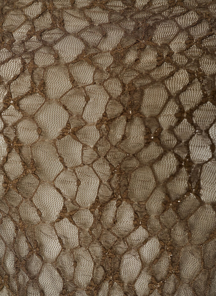 Mesh blouse met patroon en glittergaren, Bruin, Packshot image number 2