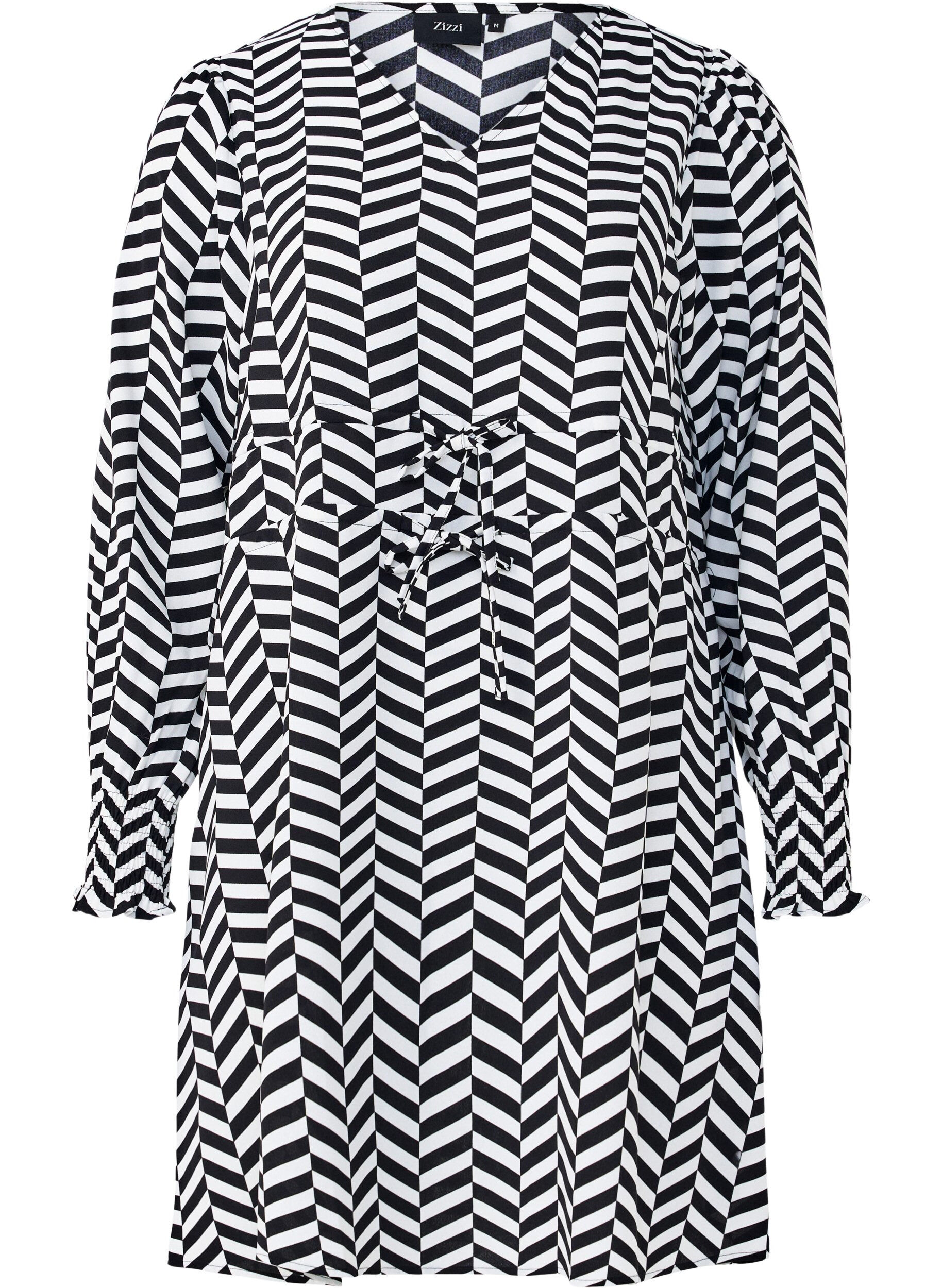 ZizziJurk met strikceinturen in de taille, Zwart, Packshot image number 0