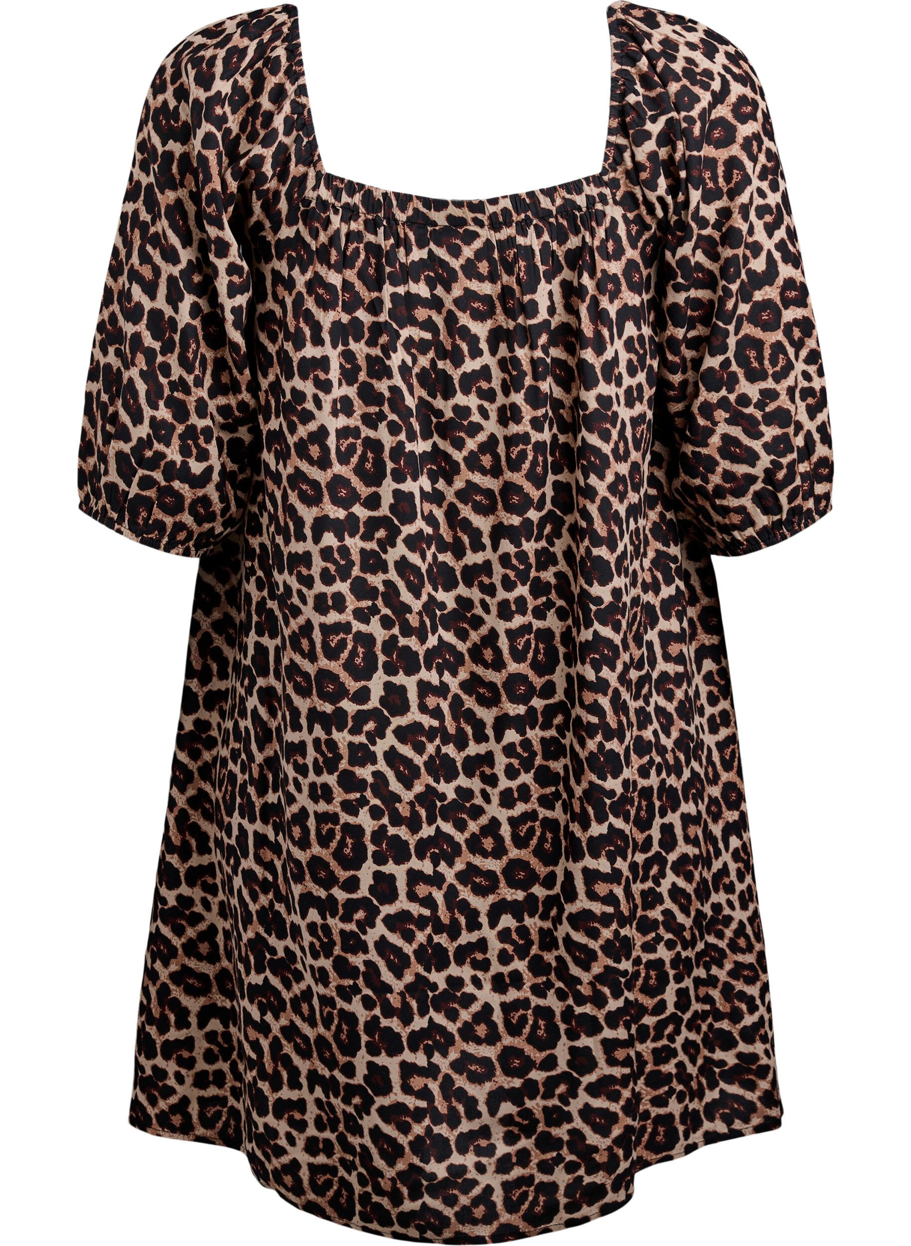 ZizziStrandjurk in viscose met print, Beige, Packshot image number 1