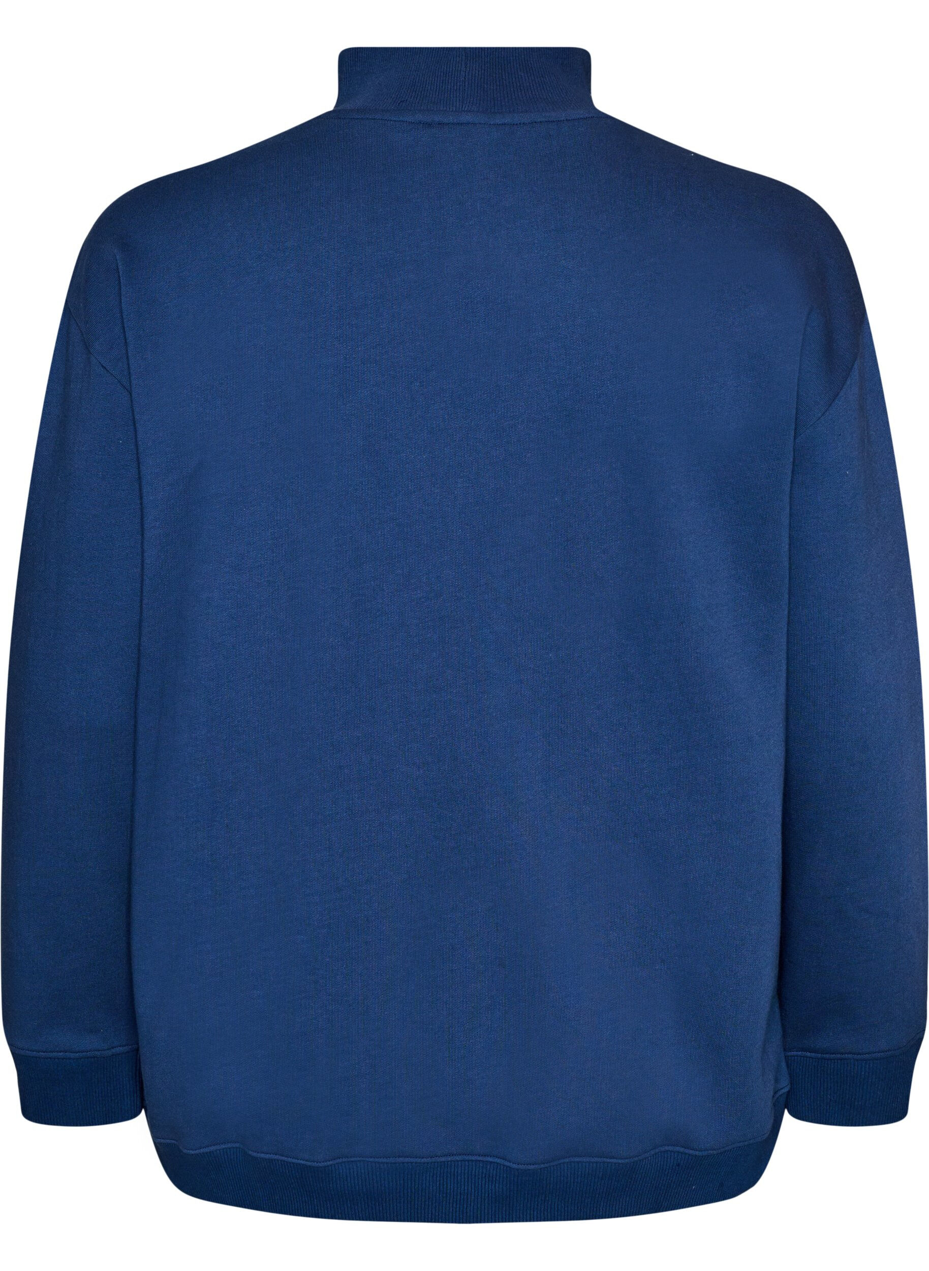 ZizziSweatshirt met hoge hals en sportief motief op de voorkant, Blauw, Packshot image number 1