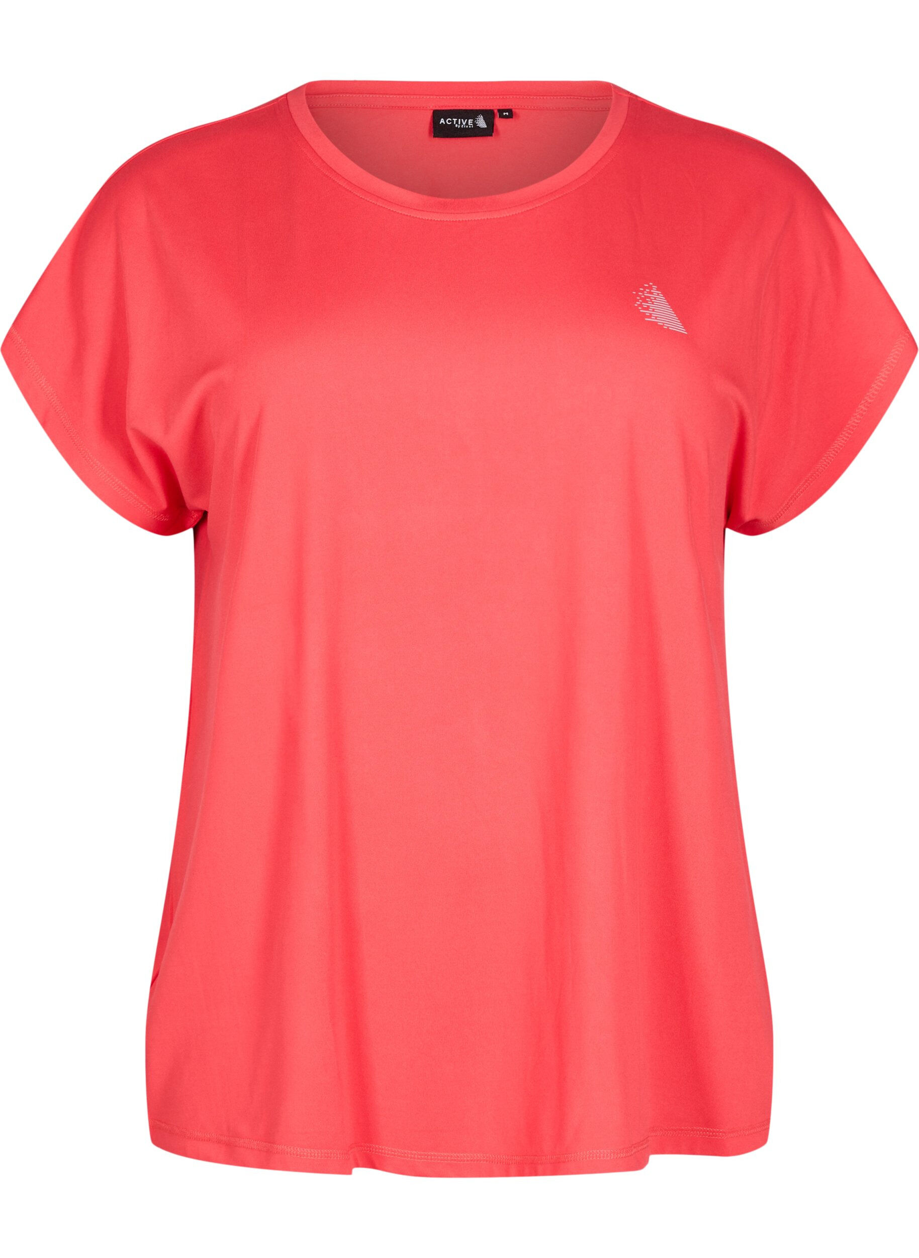 Zizzi T-shirt de sport uni, Rouge, Packshot image number 0