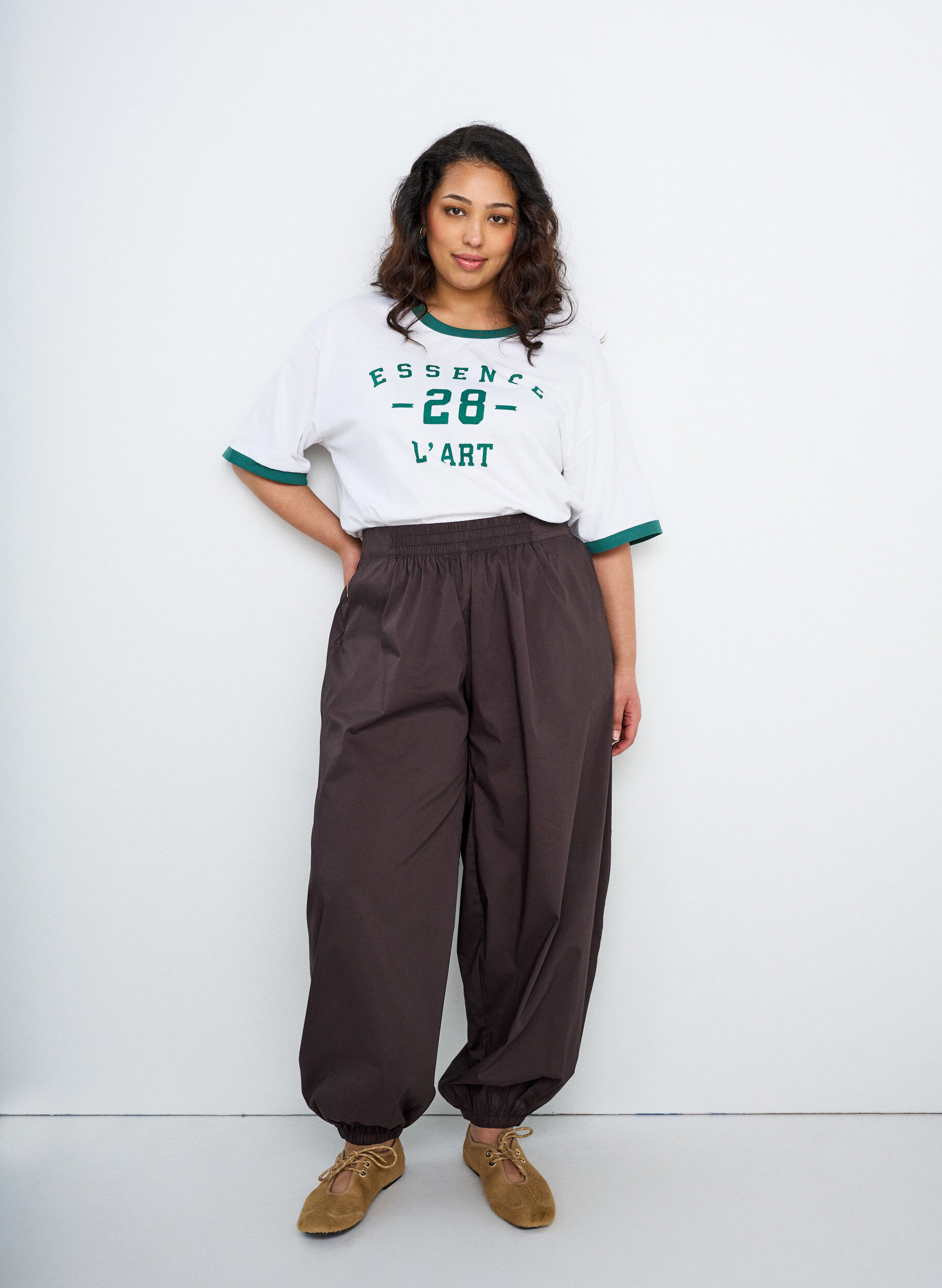 Katoenen T-shirt met tekstprint en boxy fit