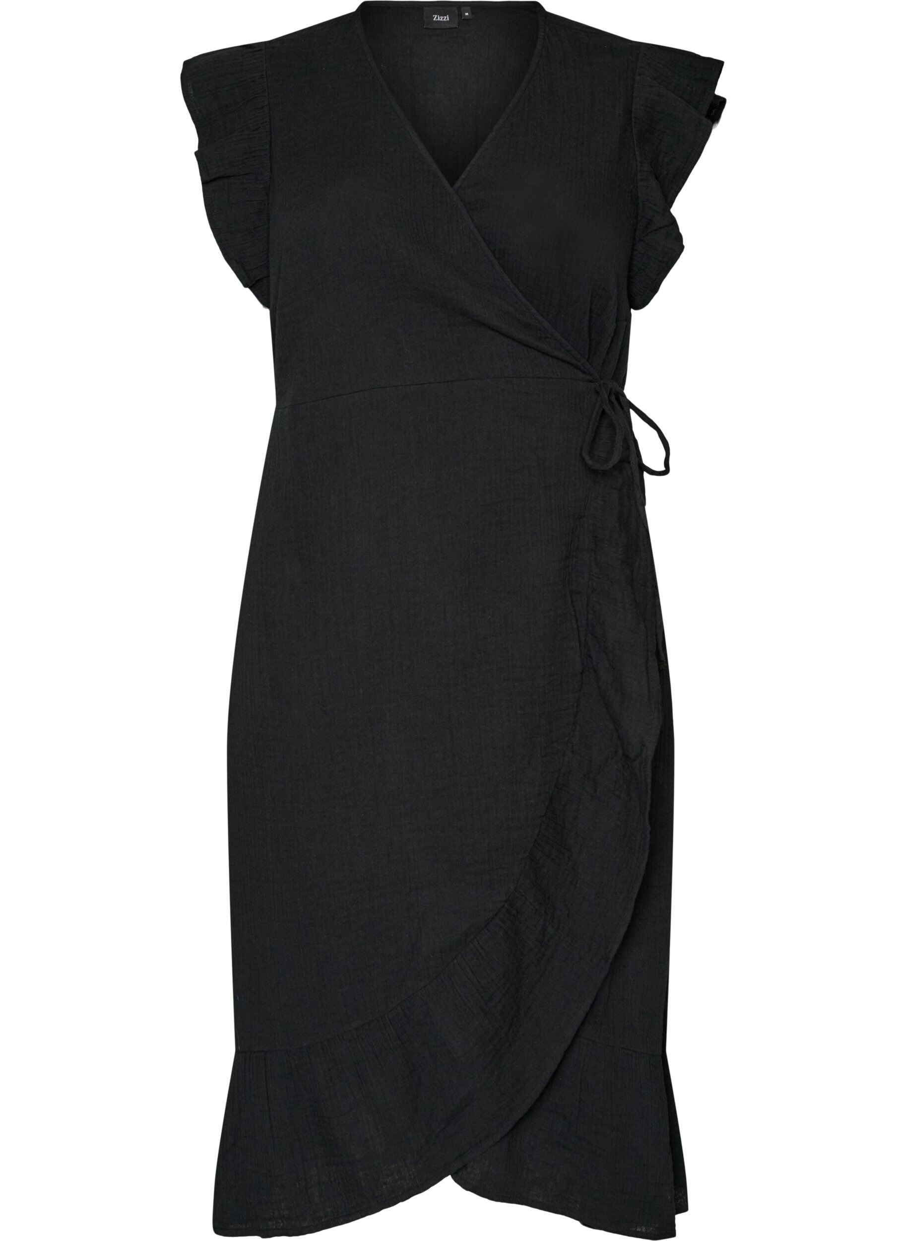ZizziRobe portefeuille en mousseline de coton avec volants, Noir, Packshot image number 0
