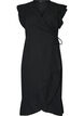 Robe portefeuille en mousseline de coton avec volants, Noir, Packshot image number 0